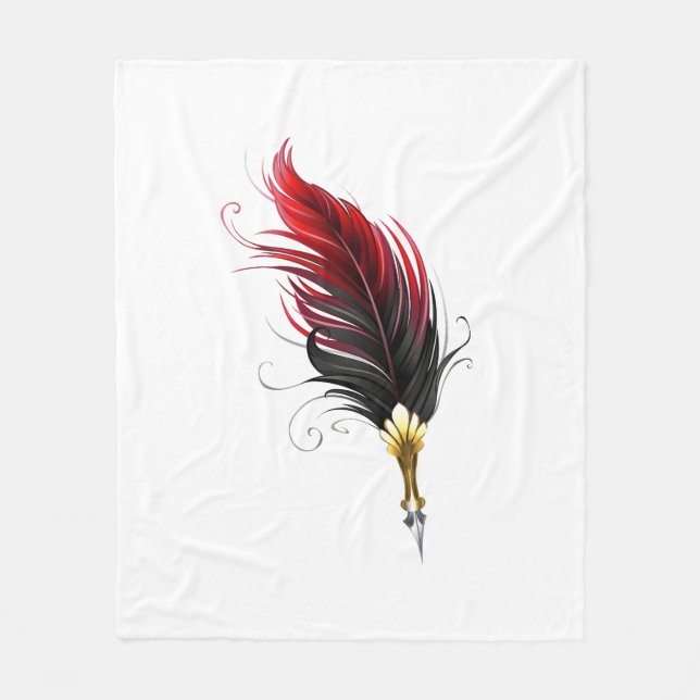 Couverture Polaire Plume rouge avec pointe en or (Devant)
