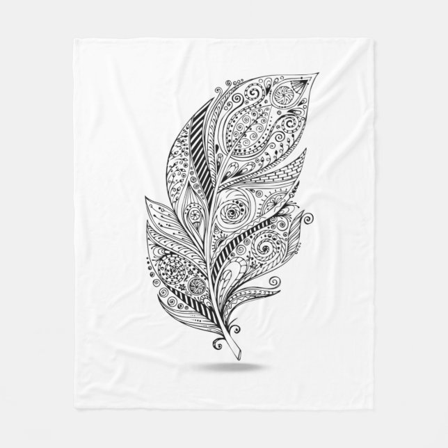 Couverture Polaire Plume tribale inspirée (Devant)