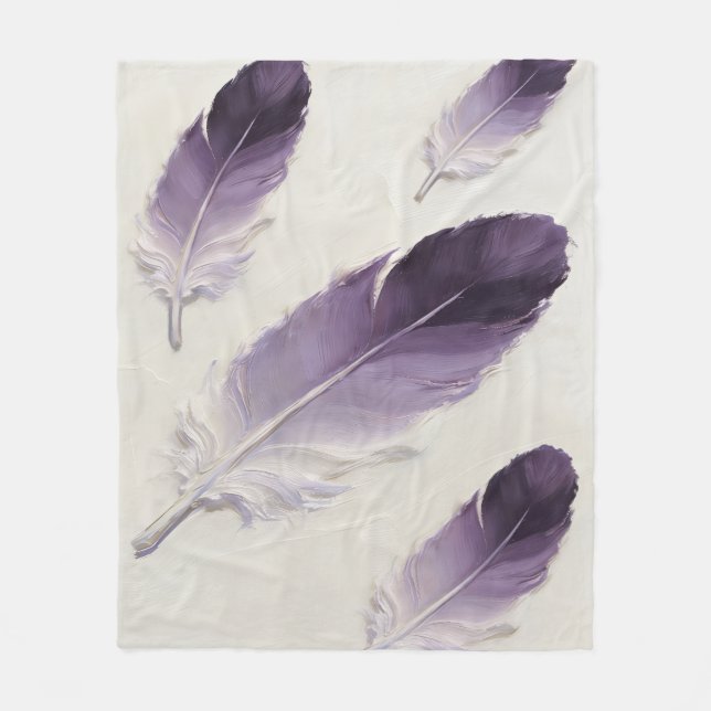 Couverture Polaire Plume Violet Douce Esthétique Moderne Bohème (Devant)