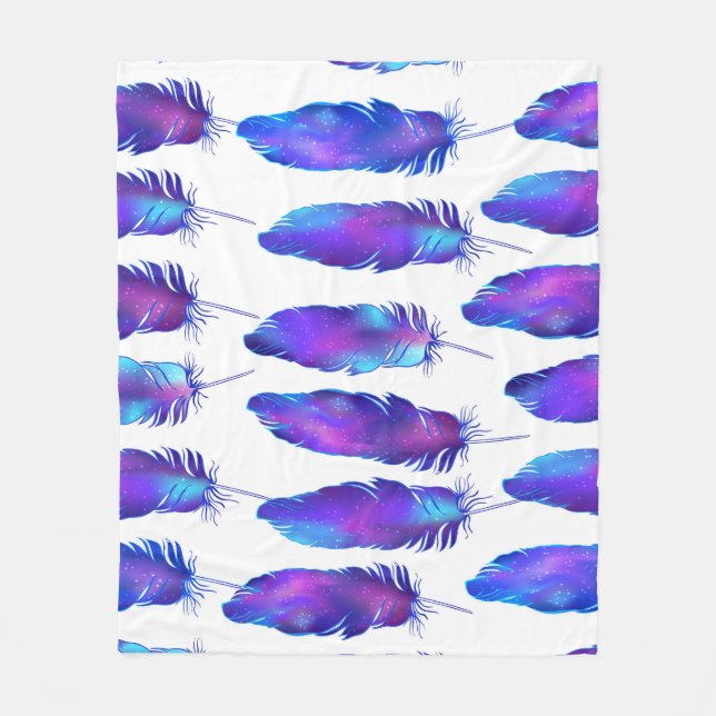 Couverture Polaire Plumes avec texture spatiale, motif magique. (Devant)
