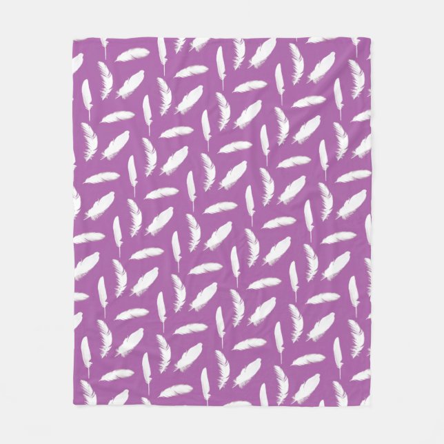 Couverture Polaire Plumes blanches Imprimer sur Amethyst Purple (Devant)