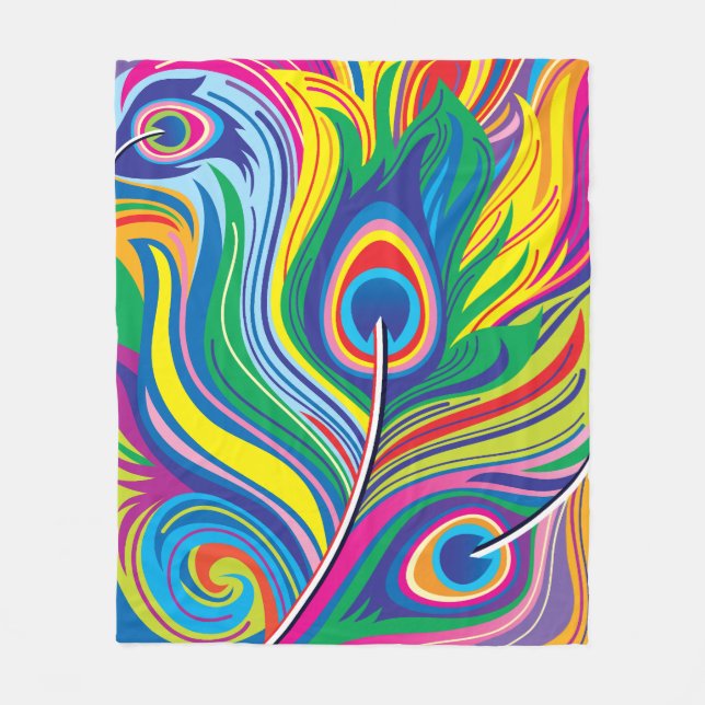 Couverture Polaire Plumes de paon Art abstrait (Devant)