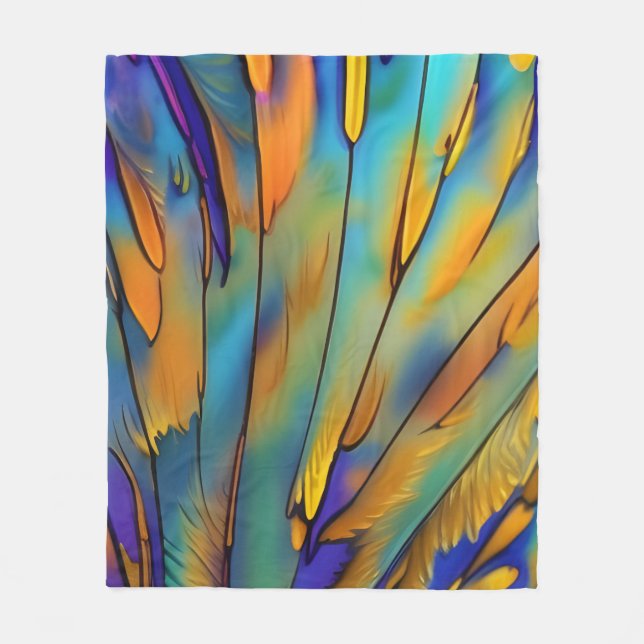 Couverture Polaire Plumes en verre tendu AI Art Abstrait (Devant)