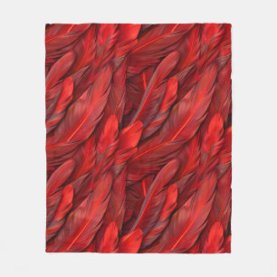 Couverture Polaire Plumes rouges modernes