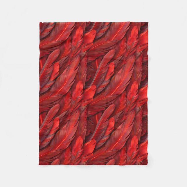 Couverture Polaire Plumes rouges modernes (Devant)