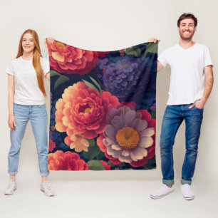 Couverture Polaire Plutôt vintage rouge Orange mum mum peony floral