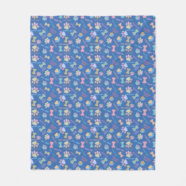 Couverture Polaire Poche bleu lisse (Devant)