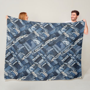 Couverture Polaire Poche Et Tresses En Denim Distressé Sombre