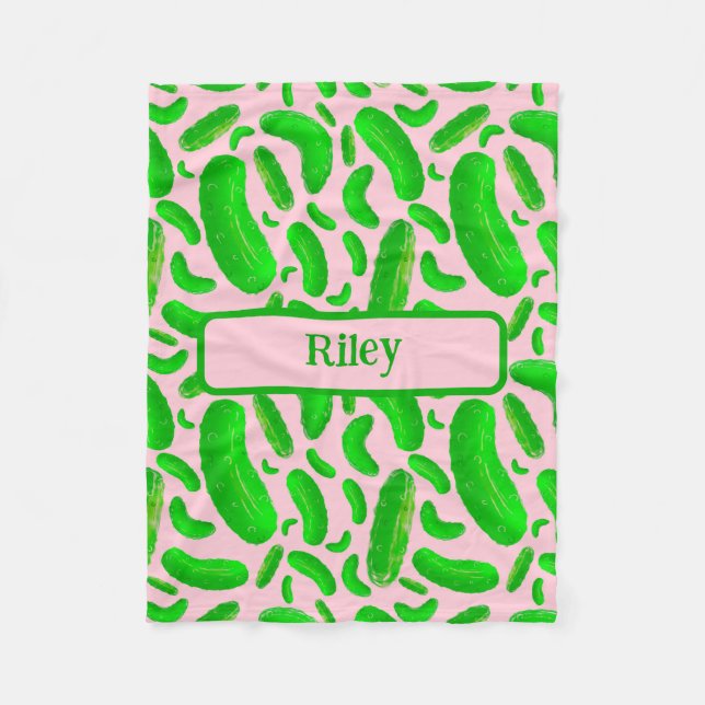 Couverture Polaire Poches vertes sur Arrière - plan rose pâle (Devant)