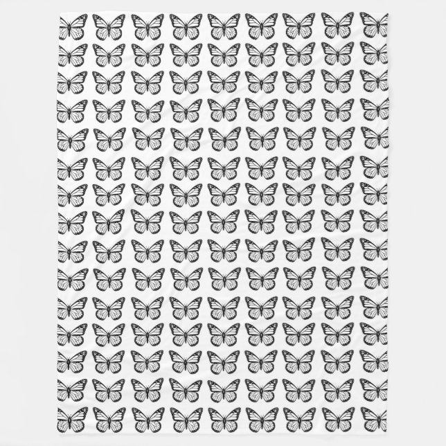 Couverture Polaire Pochoirs de papillon noir motif (Devant)