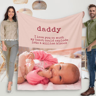 Couverture Polaire Poème mignon pour papa - Photo pour bébé fille