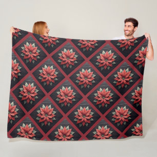 Couverture Polaire Poinsettia Blanche polaire noire