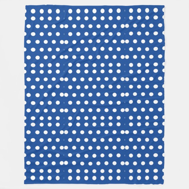 Couverture Polaire Point Polka blanc sur Arrière - plan bleu (Devant)