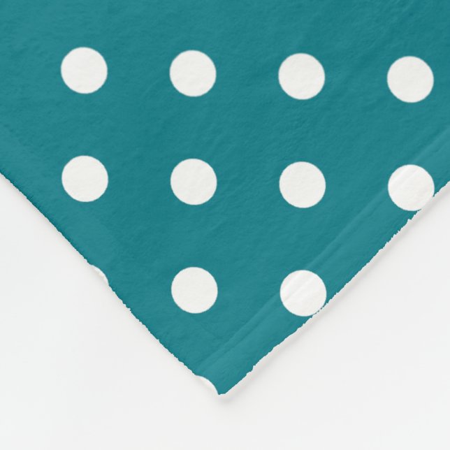 Couverture Polaire Pointe Polka turquoise Et Blanche Motif Blanche po (Coin)