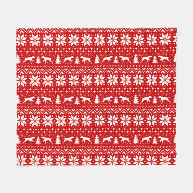 Couverture Polaire Pointer Chien Silhouettes Noël Fête Motif (Devant (Horizontal))