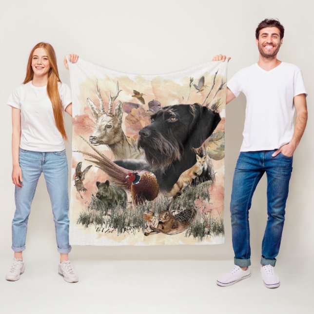 Couverture Polaire Pointeur À poils durs allemand (En situation)