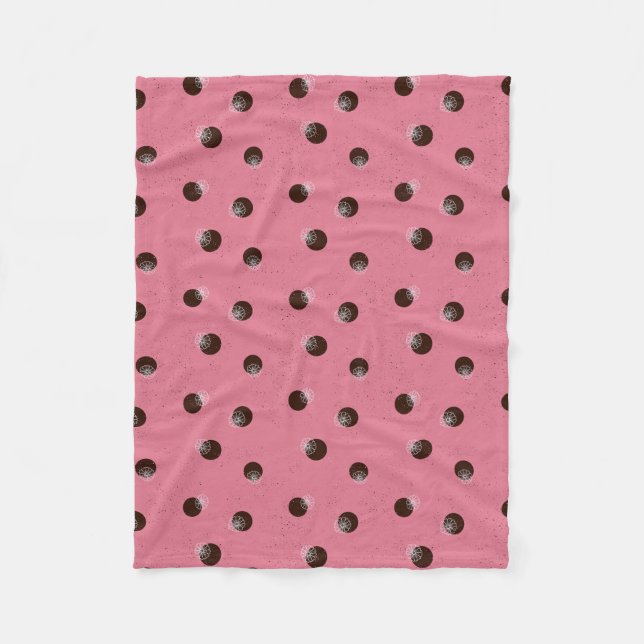 Couverture Polaire Points avec fleurs sur arrière - plan rose (Devant)