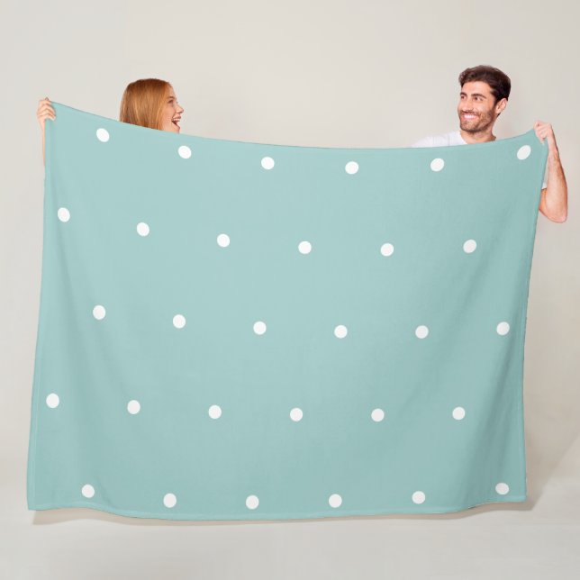 Couverture Polaire Points blancs sur fond bleu coquille d'oeuf (En situation)