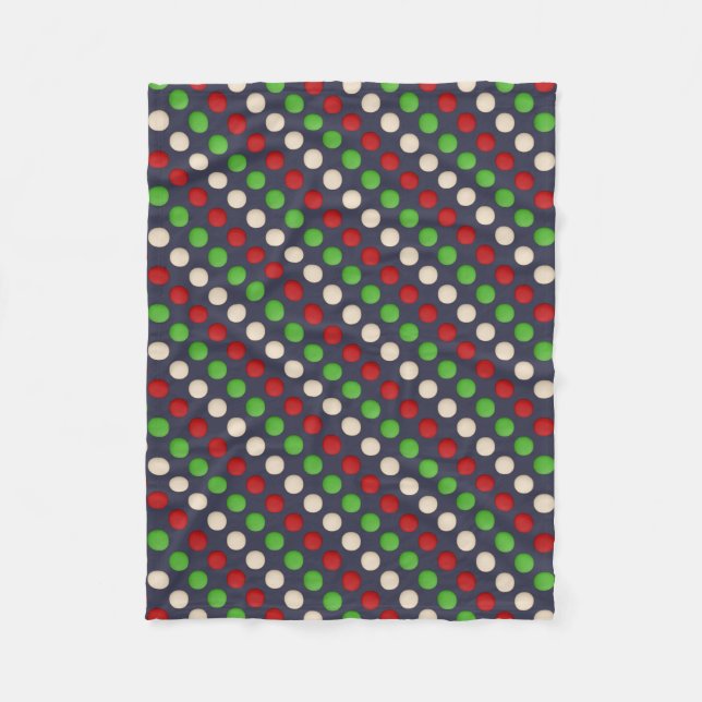 Couverture Polaire Points blancs verts rouges (Devant)