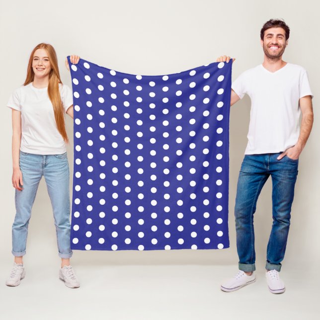 COUVERTURE POLAIRE POINTS BLEUS FONCÉS PERSONNALISÉS STYLÉS SIMPLES (En situation)