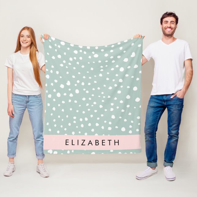 Couverture Polaire Points Dalmatiens verts, Spots, Votre Nom (En situation)