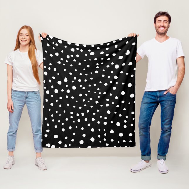 Couverture Polaire Points dalmatiens, Zones dalmatiennes, Noir et Bla (En situation)