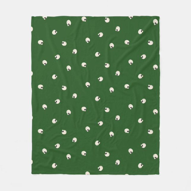 Couverture Polaire Points de crâne Kawaii mignons aléatoires vert fon (Devant)