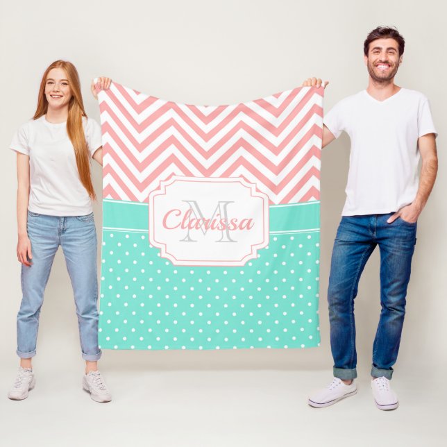 Couverture Polaire Points mignons et Chevron (En situation)