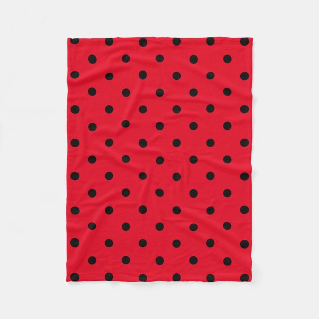 Couverture Polaire Points polka en rouge et noir (Devant)