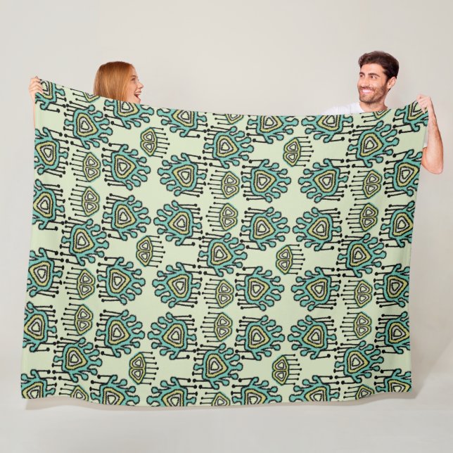 Couverture Polaire Points Tribaux Retro de Monnaie moderne Motif iKat (En situation)