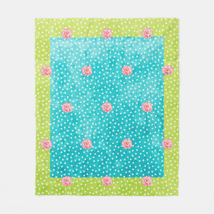 Couverture Polaire Points Vert Bleu Roses Roses Roses Roses Rose Blan