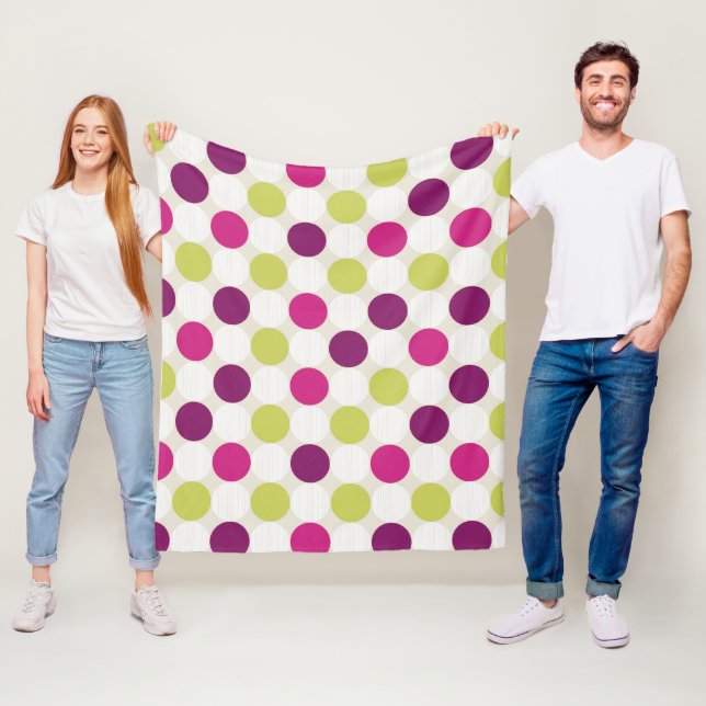 Couverture Polaire Points verts et violets funky rétro (En situation)