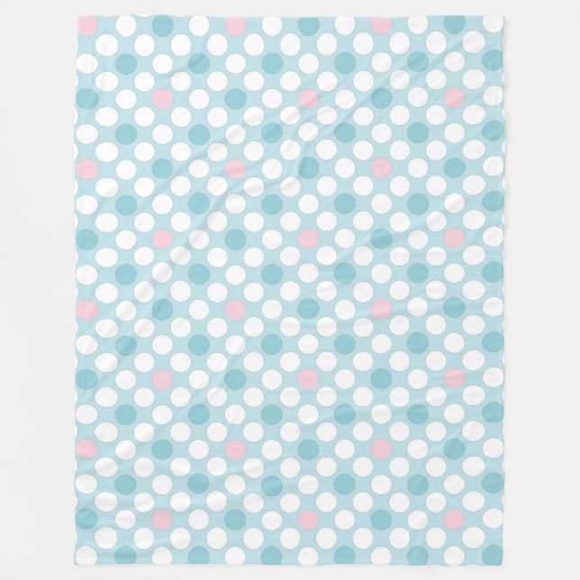Couverture Polaire Pois blanc rose bleu rétro (Devant)