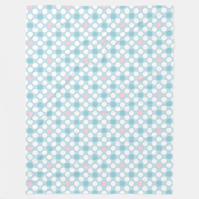 Couverture Polaire Pois blanc rose bleu rétro (Devant)