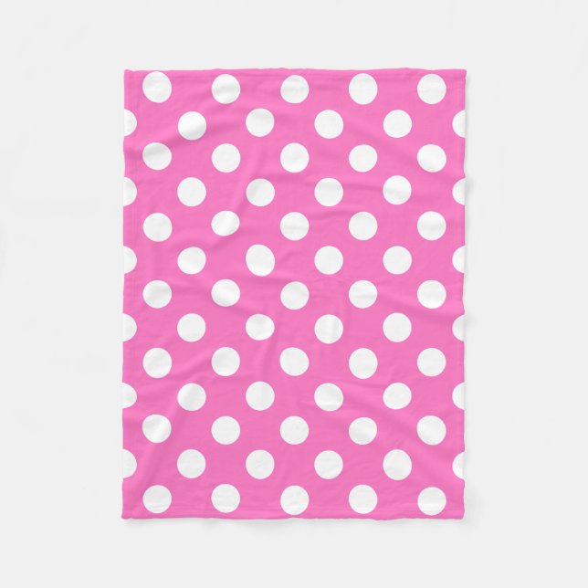 Couverture Polaire Pois blanc sur le rose (Devant)