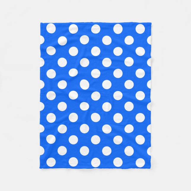 Couverture Polaire pois blancs en bleu royal (Devant)