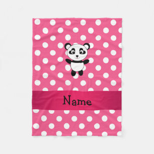 Couverture Polaire Pois blancs rose panda personnalisés