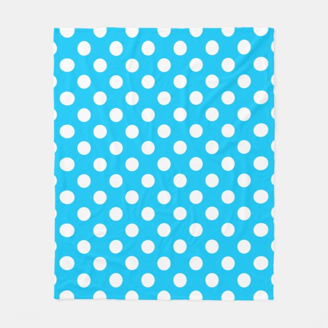 Couverture Polaire Pois blancs sur bleu électrique (Devant)