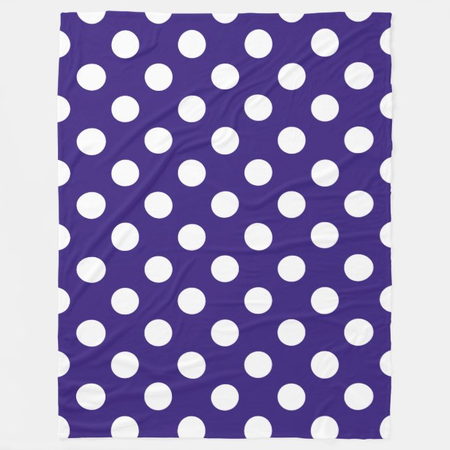 Couverture Polaire Pois blancs sur bleu foncé (Devant)