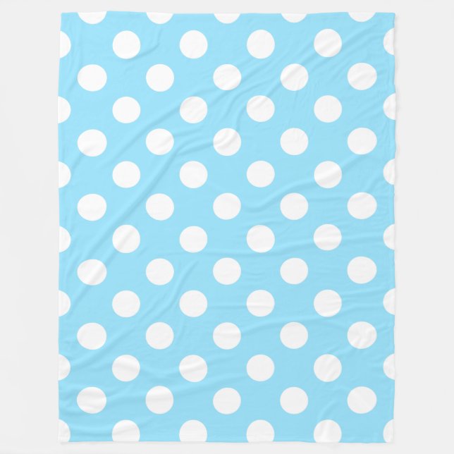Couverture Polaire Pois blancs sur bleu pâle (Devant)