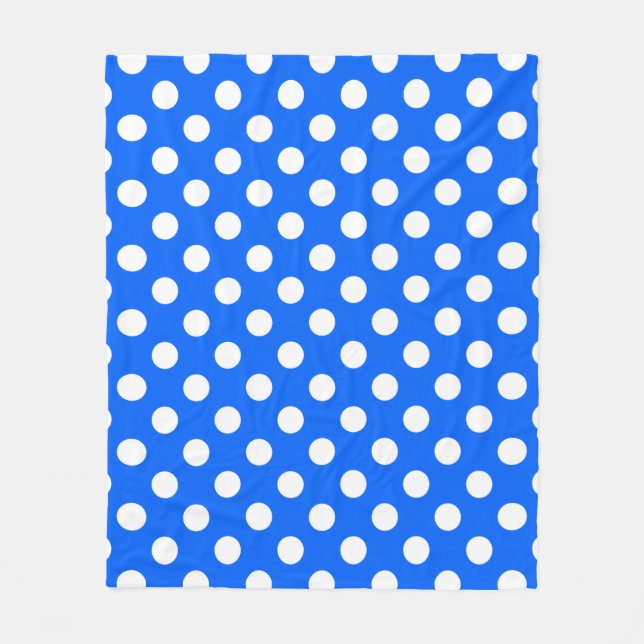 Couverture Polaire Pois blancs sur bleu royal (Devant)