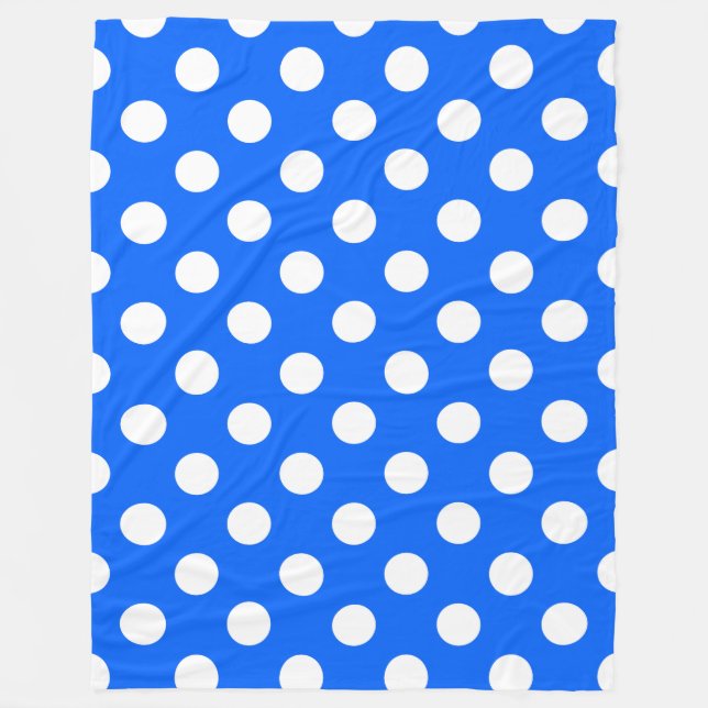 Couverture Polaire Pois blancs sur bleu royal (Devant)