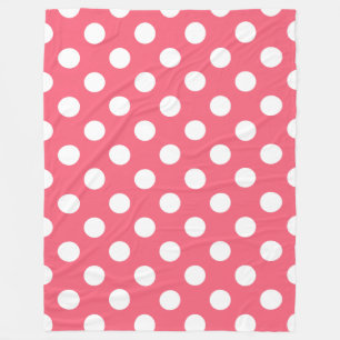 Couverture Polaire Pois blancs sur corail