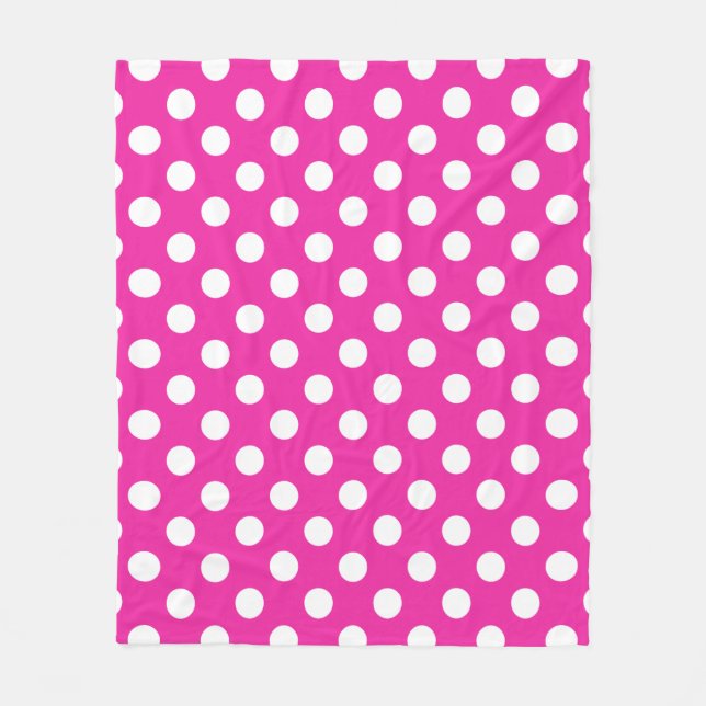 Couverture Polaire Pois blancs sur fuchsia (Devant)