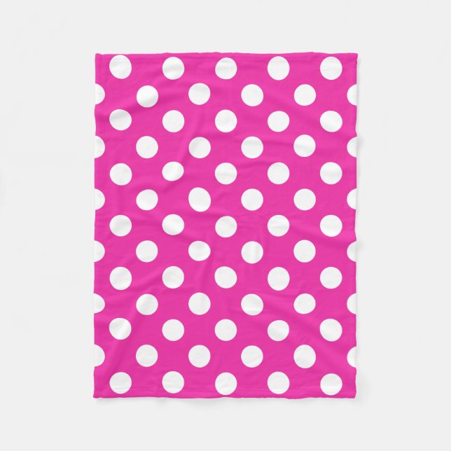 Couverture Polaire Pois blancs sur fuchsia (Devant)