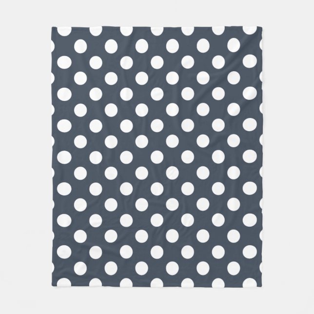Couverture Polaire Pois blancs sur gris bleu (Devant)
