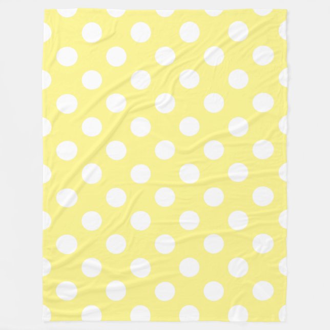 Couverture Polaire Pois blancs sur jaune citron (Devant)