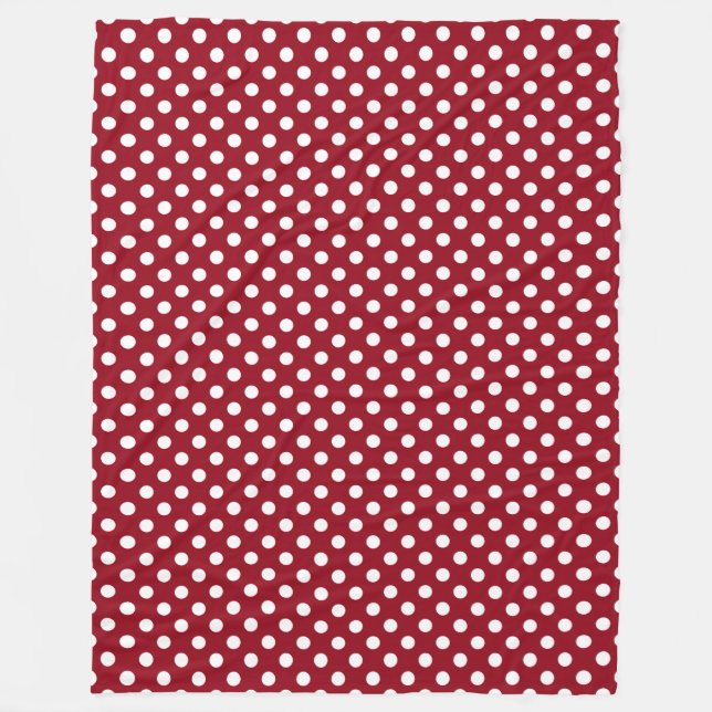 Couverture Polaire Pois blancs sur le rouge Crimson (Devant)