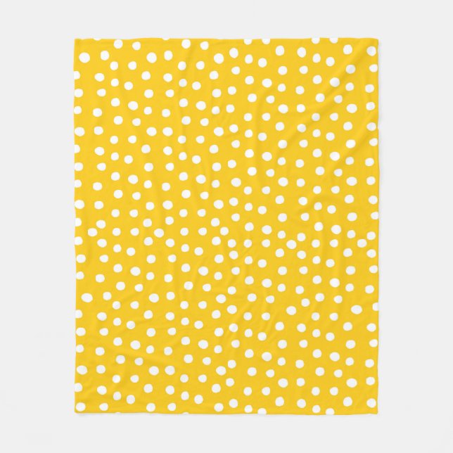 Couverture Polaire Pois blancs sur motif jaune transparent (Devant)