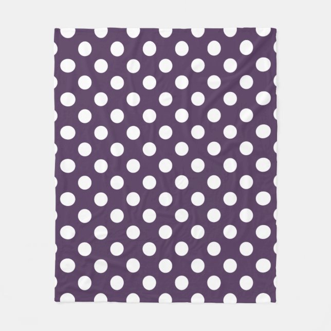 Couverture Polaire Pois blancs sur prune violette (Devant)